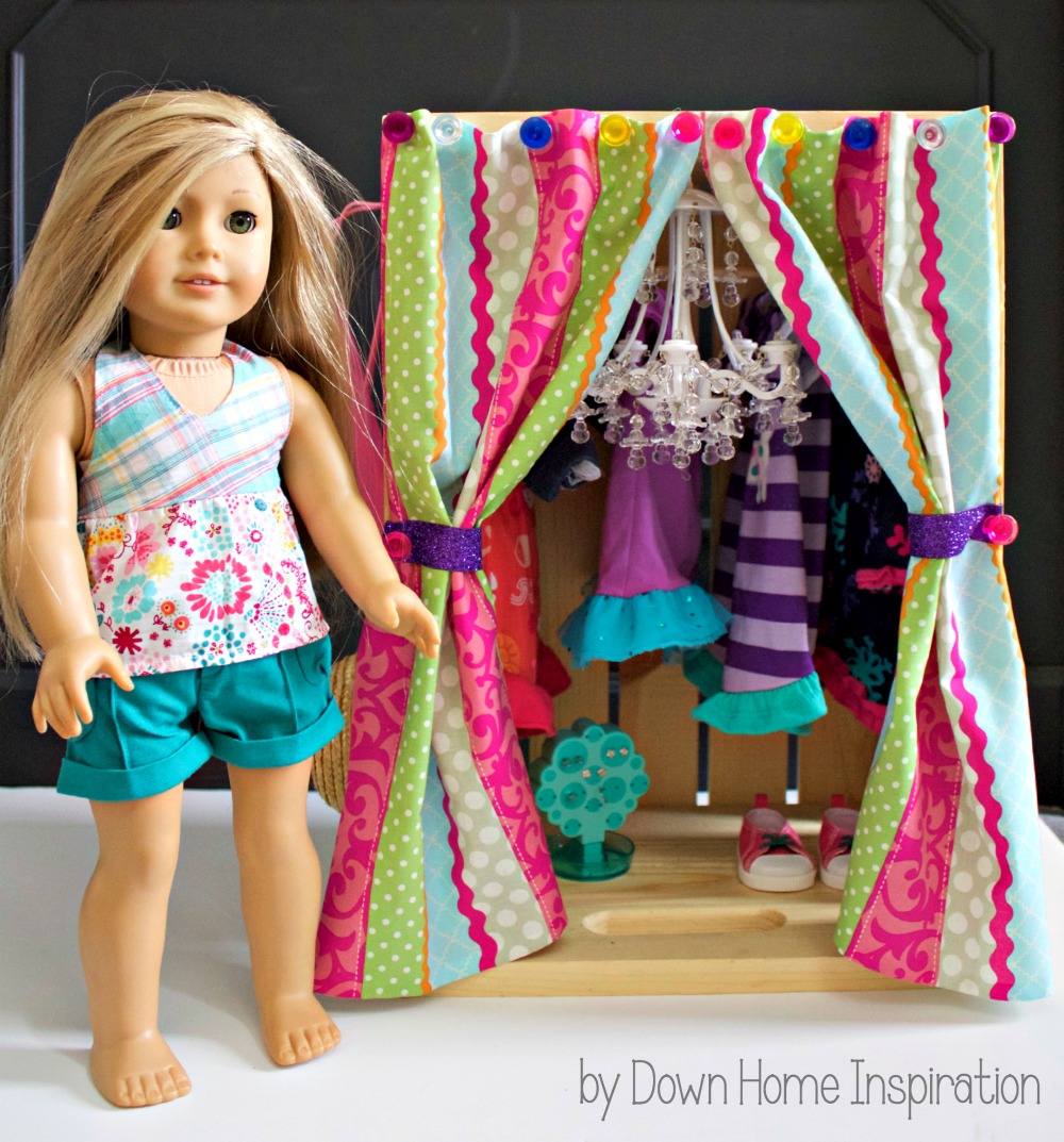DIY doll wardrobe from Target room essentials bookshelf 18 doll closet  American Girl