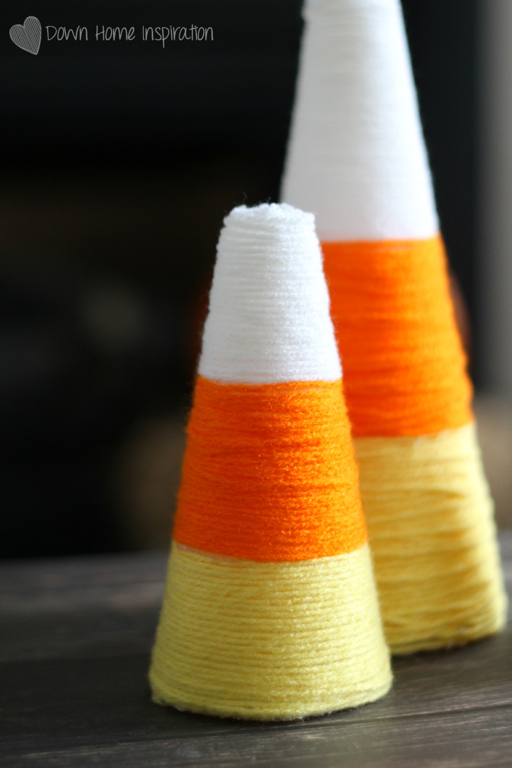Candy Corn Decorations from Thread Cones