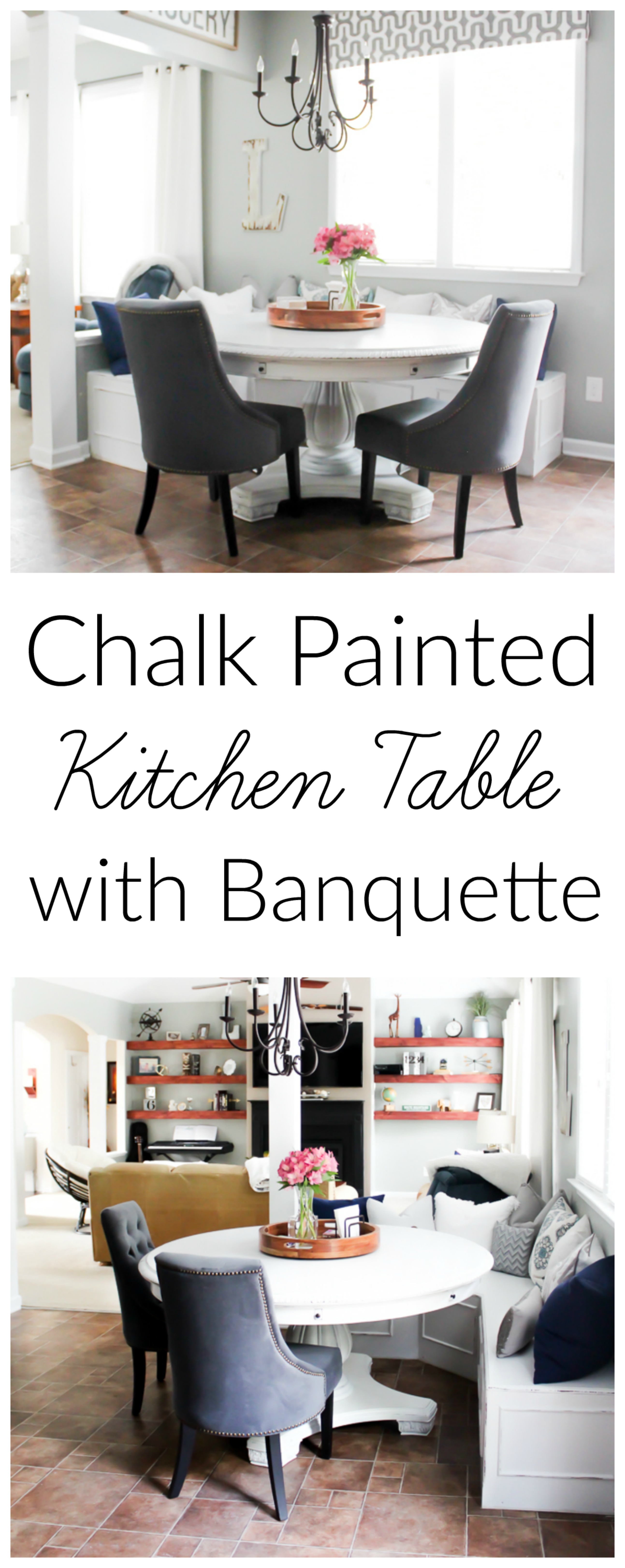 Chalk Painted Kitchen Table with Banquette Reveal (Part Two) - Down ...